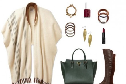 ethically made wool cape, Vegan leather over the knee boots, vegan leather tote, ethical bracelets, ethical earrings