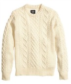 cream cable knit pullover sweater H&M