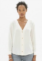 madewell white silk button up blouse