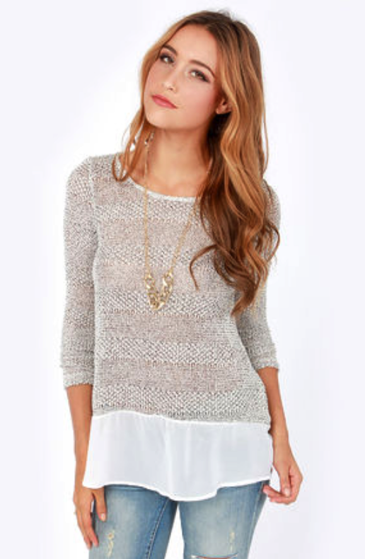 Frost at Sea Speckled Ivory Sweater Top