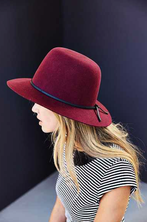 maroon Felt Panama Hat
