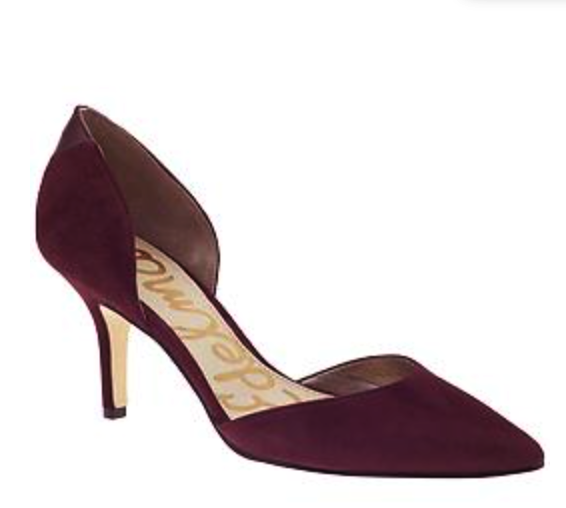 sam edelman opal d'orsay maroon suede mid height heel