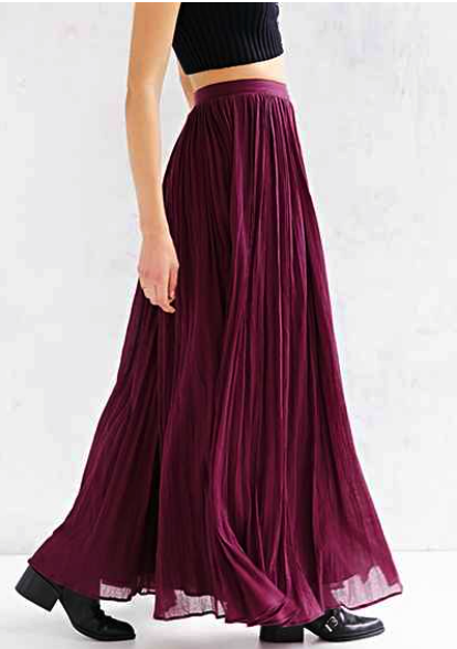 Gauzy Pleated Maxi Skirt
