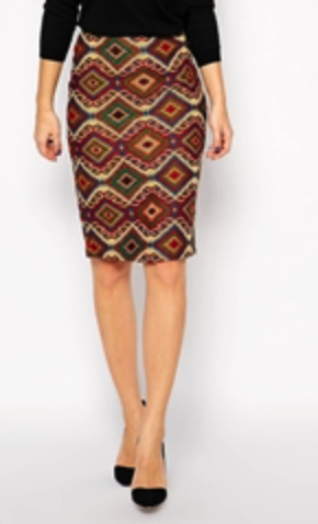 tribal print pencil skirt ASOS Seek Wander Share