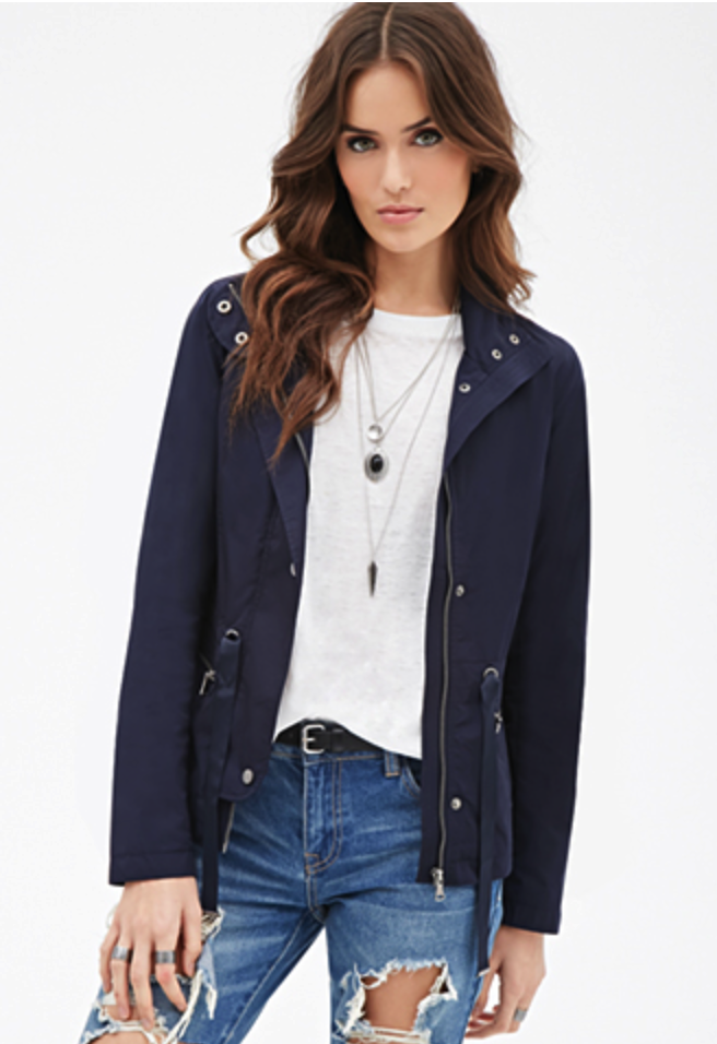 navy blue wind breaker utility jacket Forever 21 Seek Wander Share