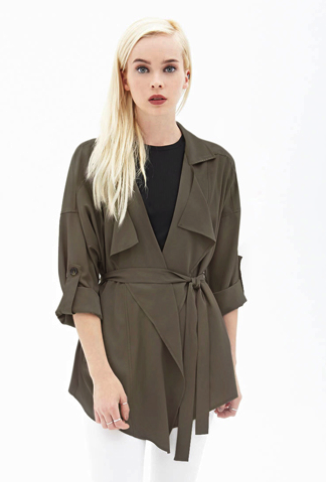 olive colored utility trench coat Forever 21 Seek Wander Share