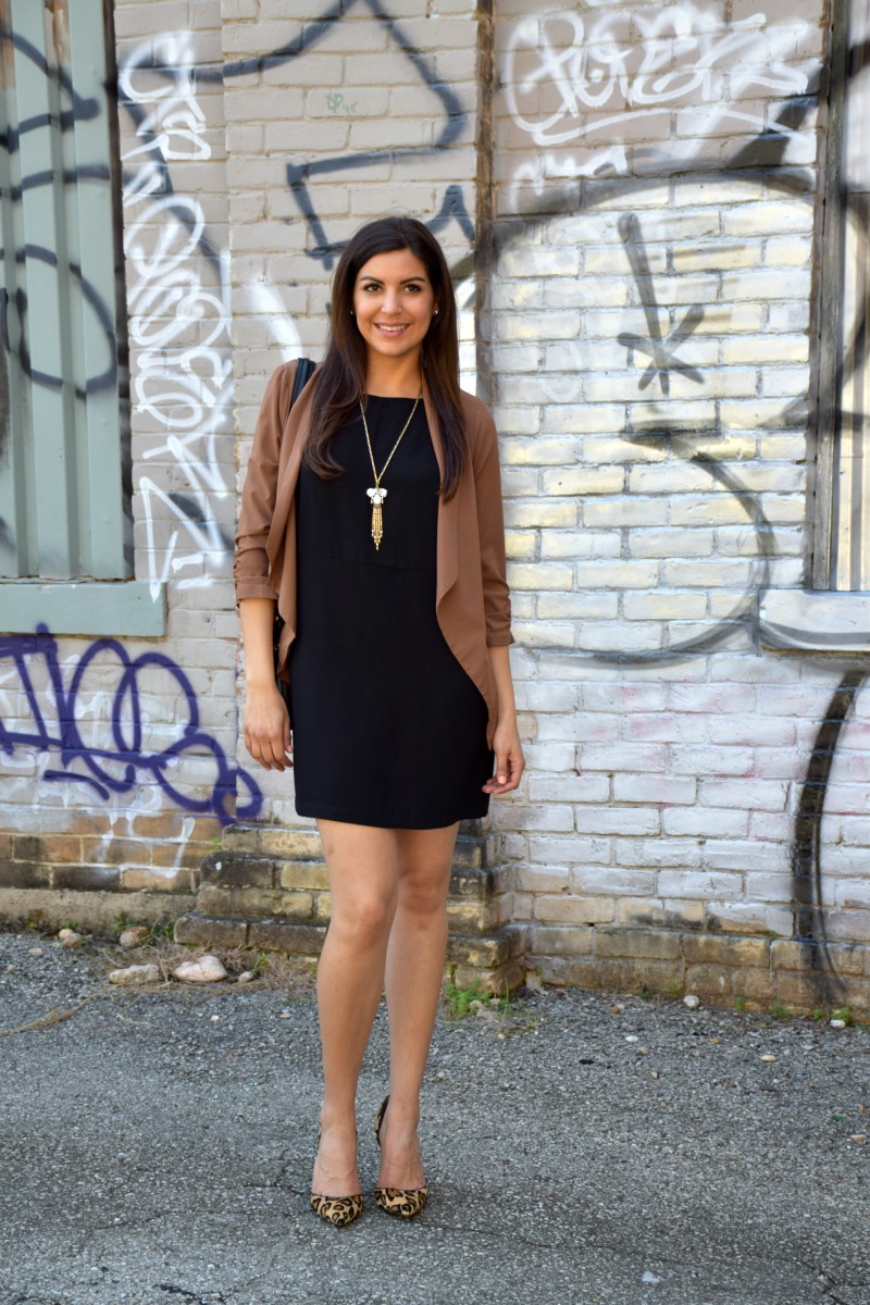 black shift dress